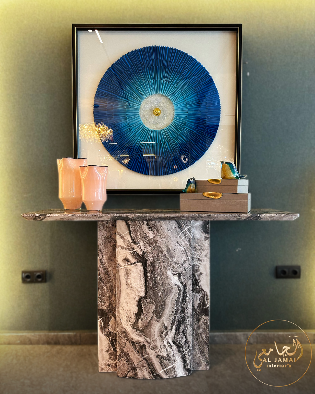 Console marbre gris moderne