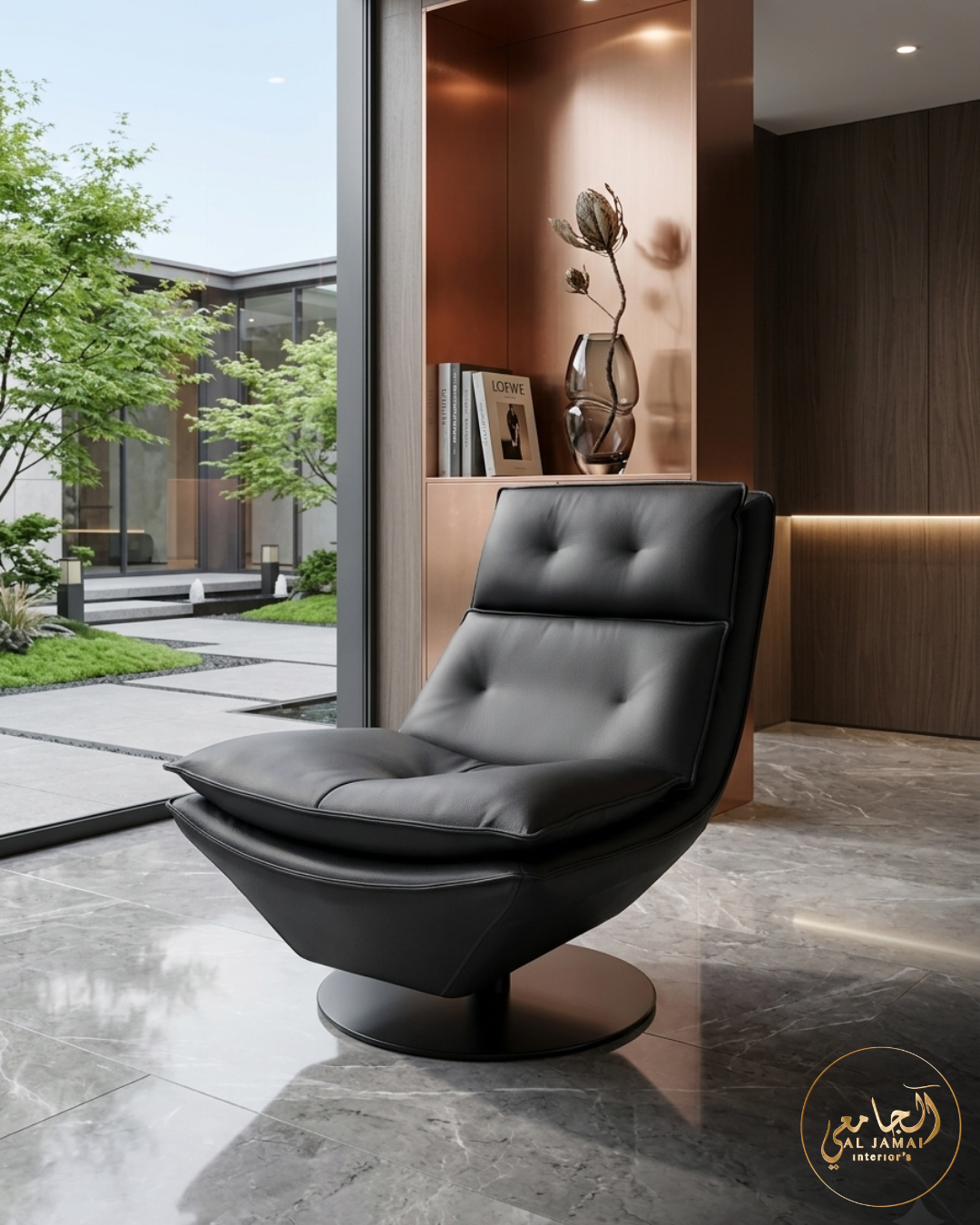 Fauteuil cuir noir pivotant moderne
