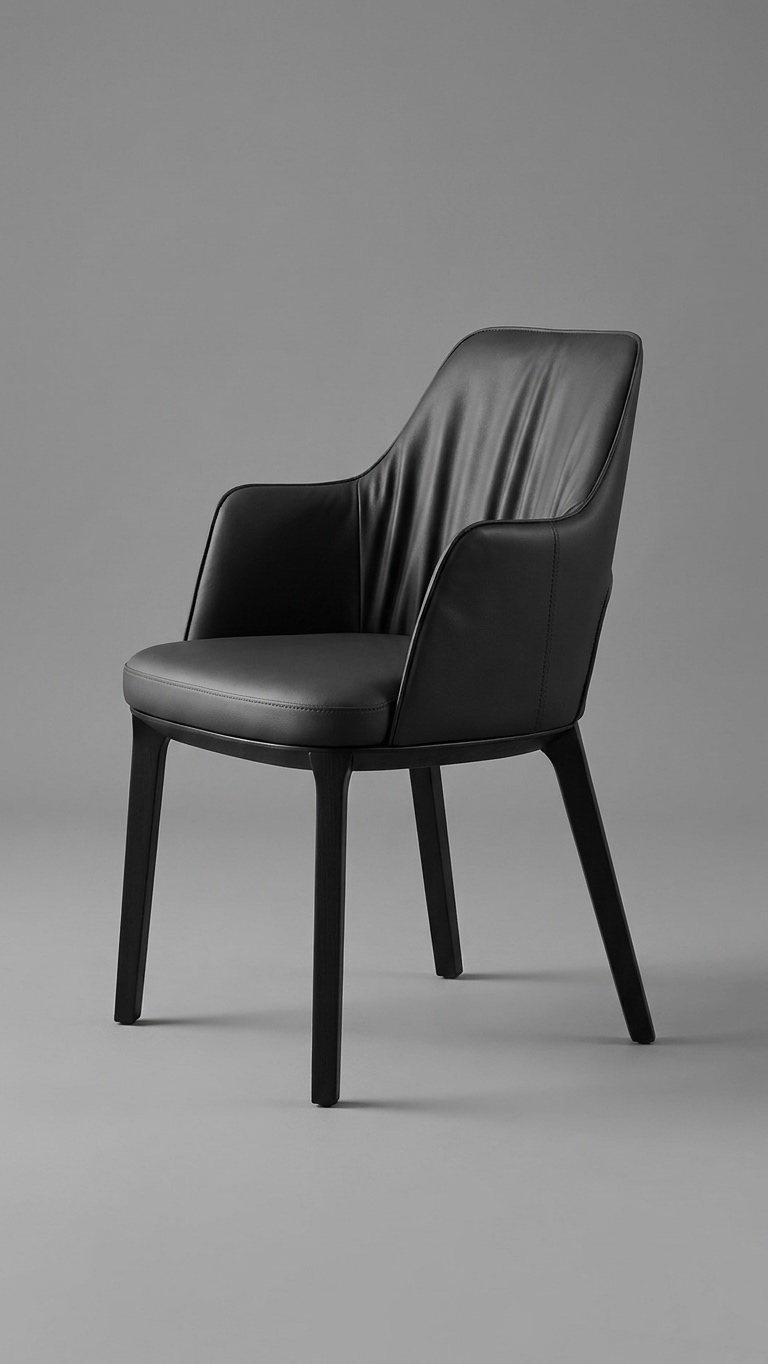 Chaise cuir noir à accoudoirs