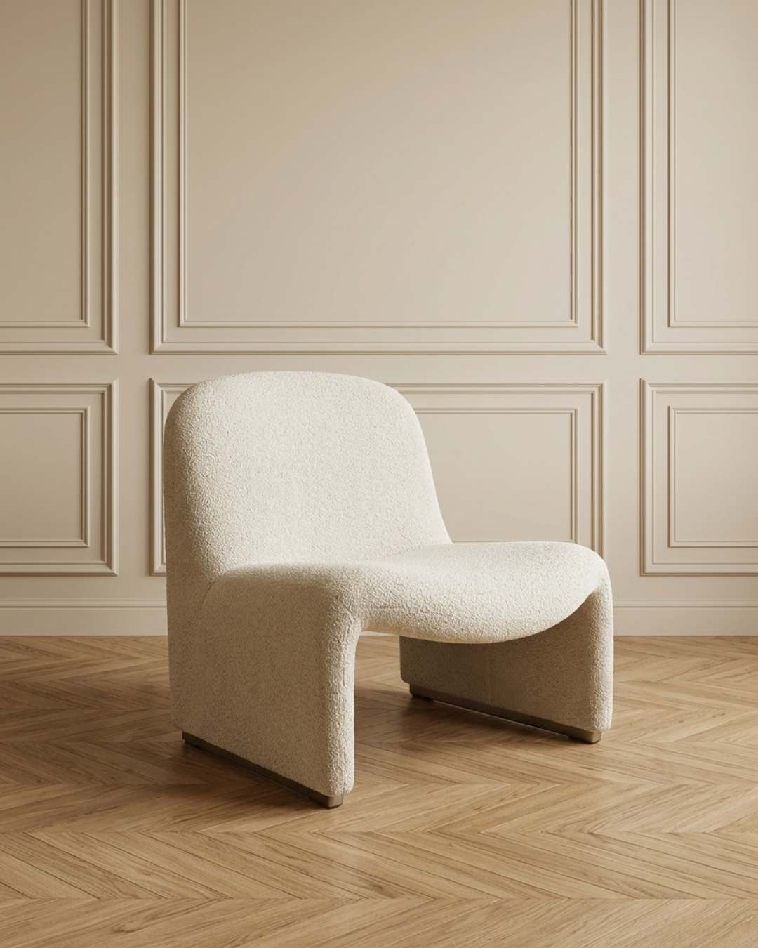 Fauteuil minimaliste bouclé crème
