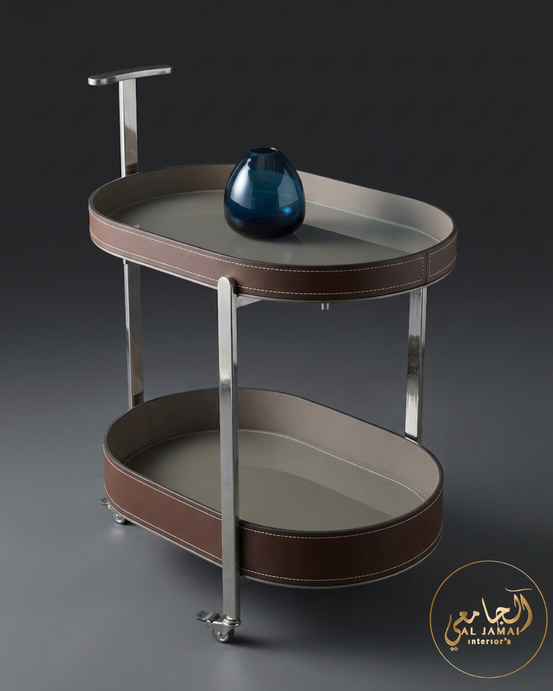 Chariot ovale chrome et cuir